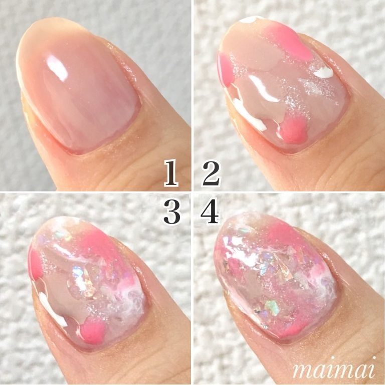 金箔を添えて華やかに 春のピンクタイダイネイル まいまいのbiglobe Beauty ブログ