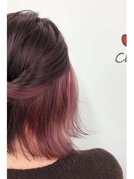 年秋 ムラサキ ピンクパープルインナーカラー のヘアスタイル Biglobe Beauty