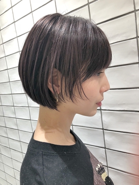 2020年春 田中智大 ショートボブ ハイライト パープル のヘア
