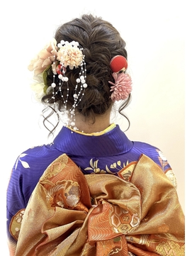 成人式 卒業式 振袖 袴 ヘアセット/アレンジ/編み込み/黒髪/柏