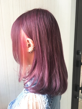 2020年秋 秋カラー ブリーチ インナーカラー チェリーピンクパープルのヘアスタイル Biglobe Beauty